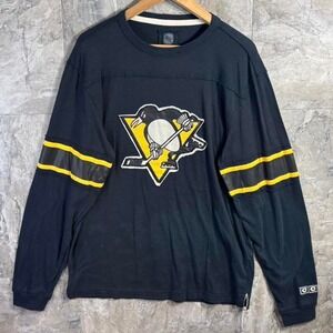 NHL Pittsburgh Penguins Embroidered black long sleeve Jersey shirt Size M Men's